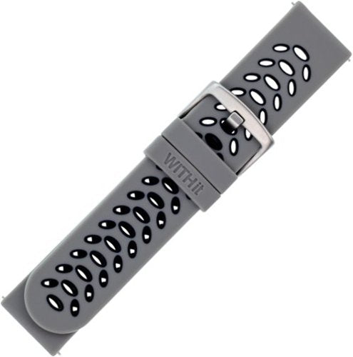 COMit - Kit de banda esportiva universal de silicone e malha p/ smartwatch com 2 pacotes p/ Samsung Galaxy 22mm - tecido preto/cinza/preto-54286BBR