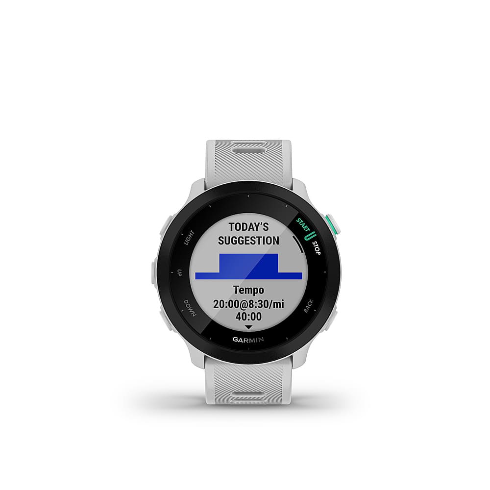 Garmin - Forerunner 55 GPS Smartwatch 42mm Polímero Reforçado com Fibra - Whitestone-010-02562-01