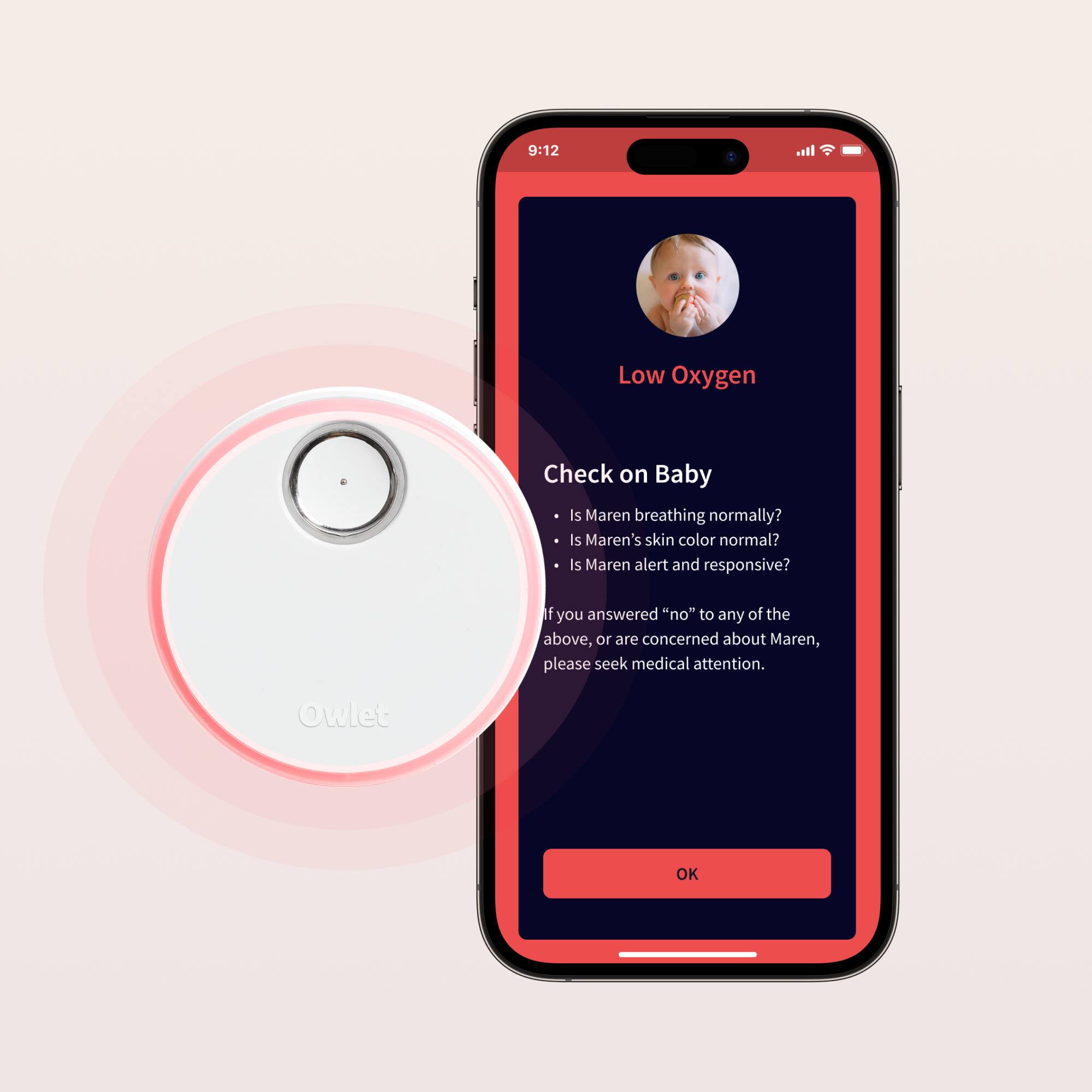 Owlet - Dream Sock monitor inteligente para bebês com leituras e notificações de saúde em tempo real - Mint-BM06NMMCJ