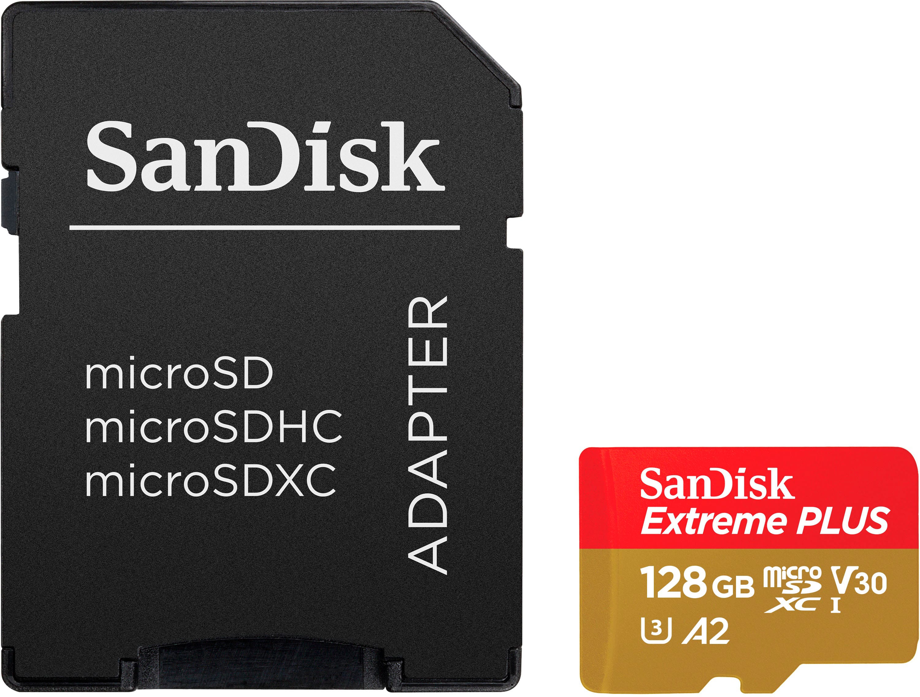 SanDisk - Cartão de memória Extreme PLUS 128GB MicroSDXC UHS-I-SDSQXBD-128G-AN6MA