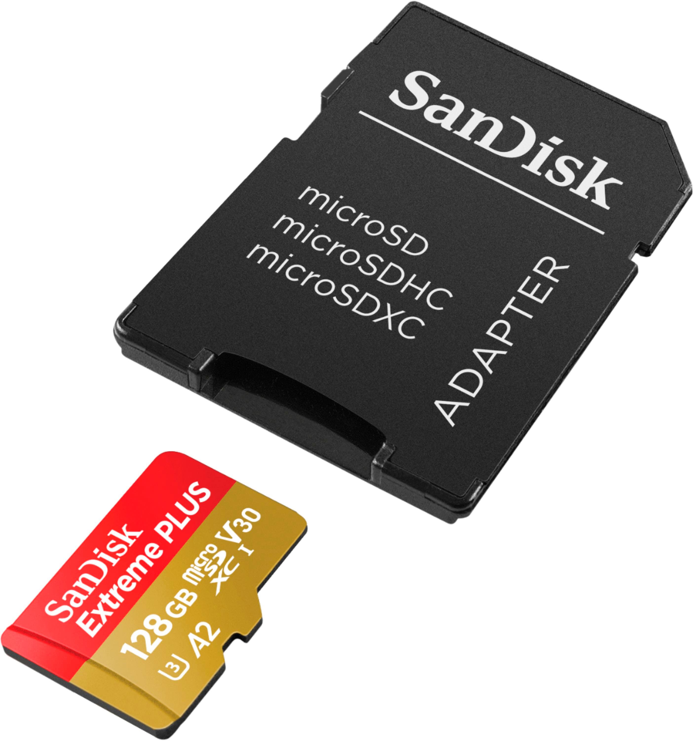 SanDisk - Cartão de memória Extreme PLUS 128GB MicroSDXC UHS-I-SDSQXBD-128G-AN6MA