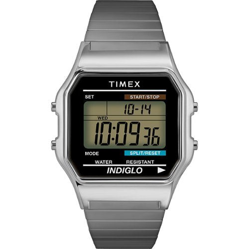 Timex - Relógio digital clássico masculino de 34 mm - Tom prateado-T785879J