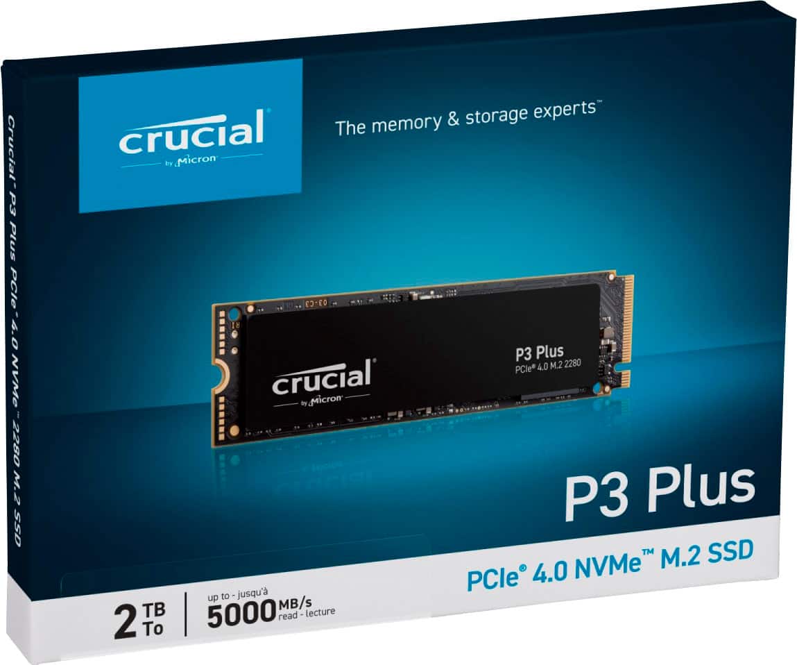 Crucial - P3 Plus SSD interno de 2 TB PCIe Gen 4 x4 NVMe-CT2000P3PSSD8