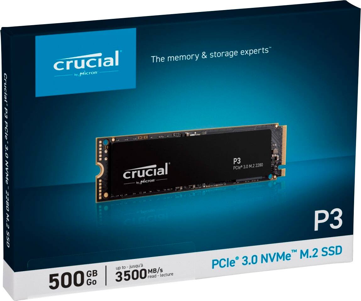Crucial - SSD interno P3 500 GB PCIe Gen 3 x4 NVMe-CT500P3SSD8