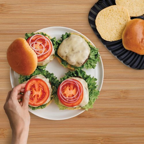 Ninja - Foodi churrasqueira interna de bancada 6 em 1 com fritadeira de ar de 4 litros, assar, assar, grelhar, desidratar - preto/aço inoxidável-EG201