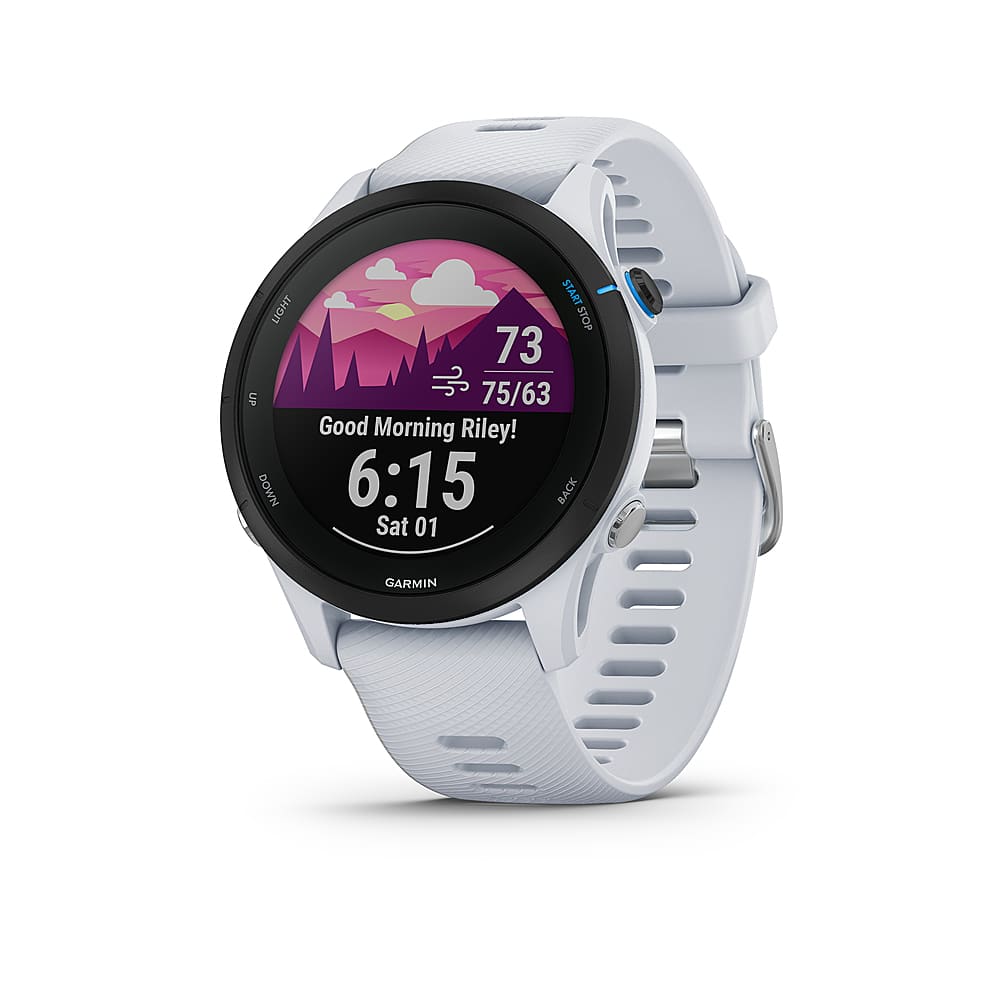 Garmin - Forerunner 255 Music GPS Smartwatch 46 mm Polímero reforçado com fibra - Whitestone-010-02641-21