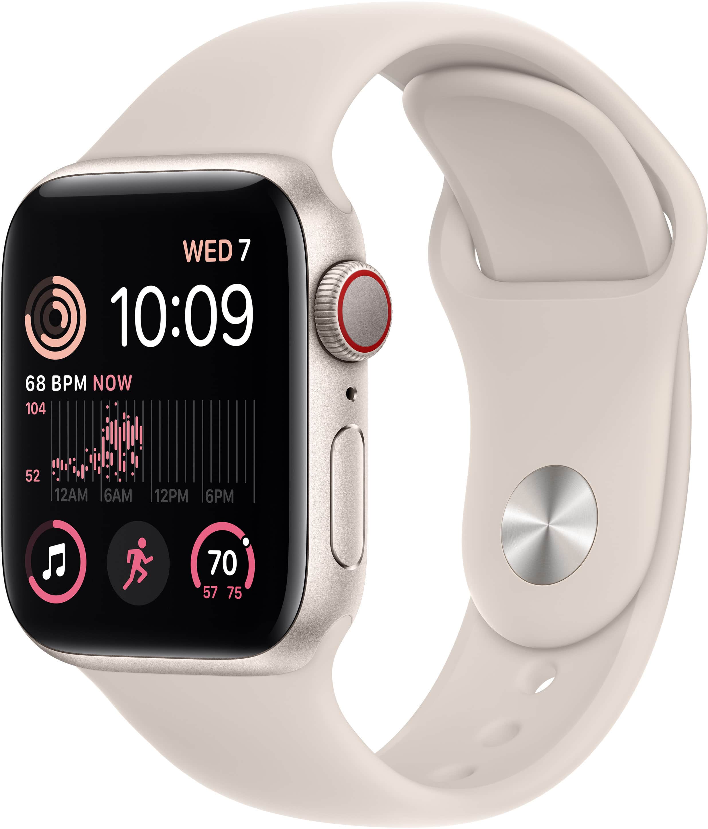 Apple Watch SE 2ª Geração (GPS + Celular) Caixa de alumínio de 40 mm com pulseira esportiva Starlight - S/M - Starlight-MNTK3LL/A