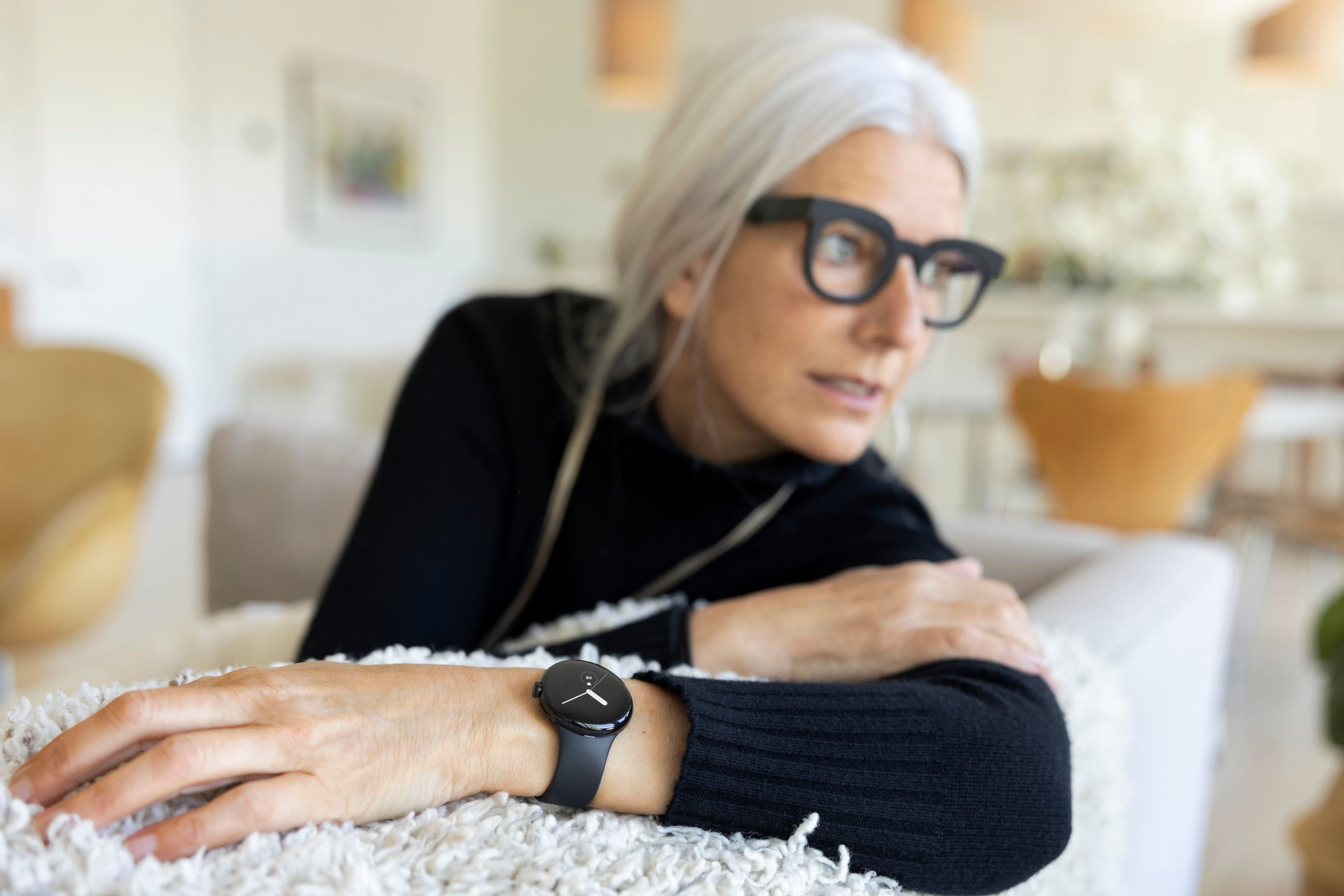 Google - Pixel Watch Smartwatch 41mm com Obsidian Active Band Wifi/BT - Aço Inoxidável Preto-GA03119-US