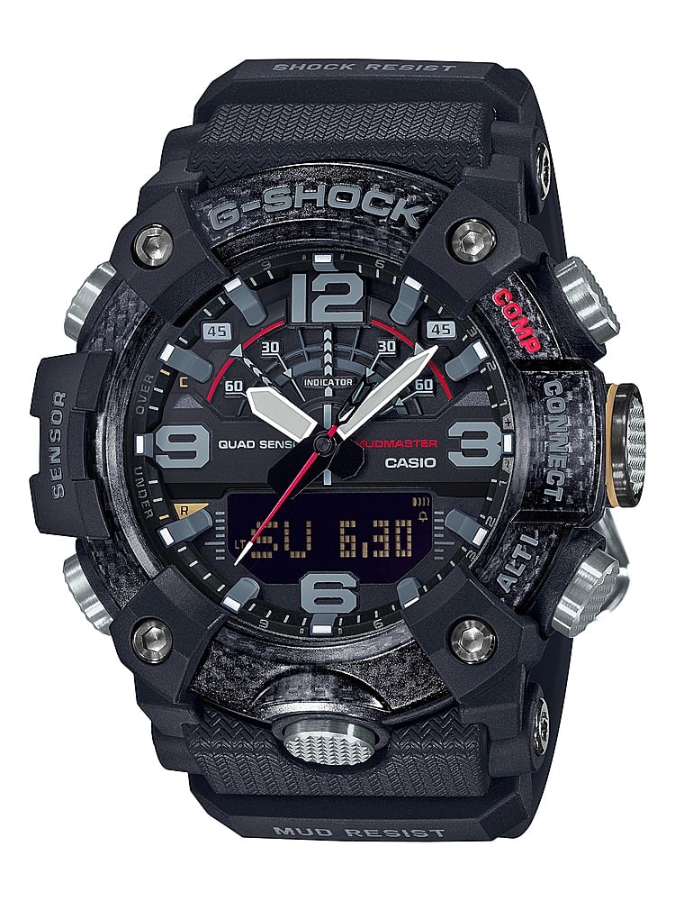 Casio - Relógio masculino G-Shock Mudmaster com sensor triplo analógico-digital Mobile Link 51 mm - Preto-GGB100-1A