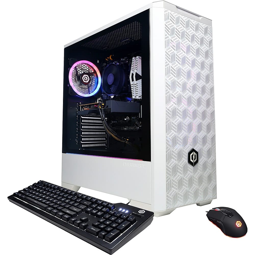CyberPowerPC - Gamer Master Gaming Desktop - AMD Ryzen 7 7700X - 16GB de memória - NVIDIA GeForce RTX 4070 Ti - SSD de 1TB - Branco-GMA9300CPG