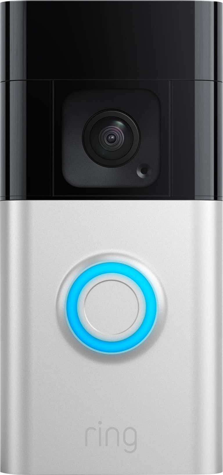 Anel - Campainha com bateria e campainha de vídeo Wi-Fi inteligente - Operada por bateria com vista da cabeça aos pés - Níquel acetinado-B09WZBPX7K