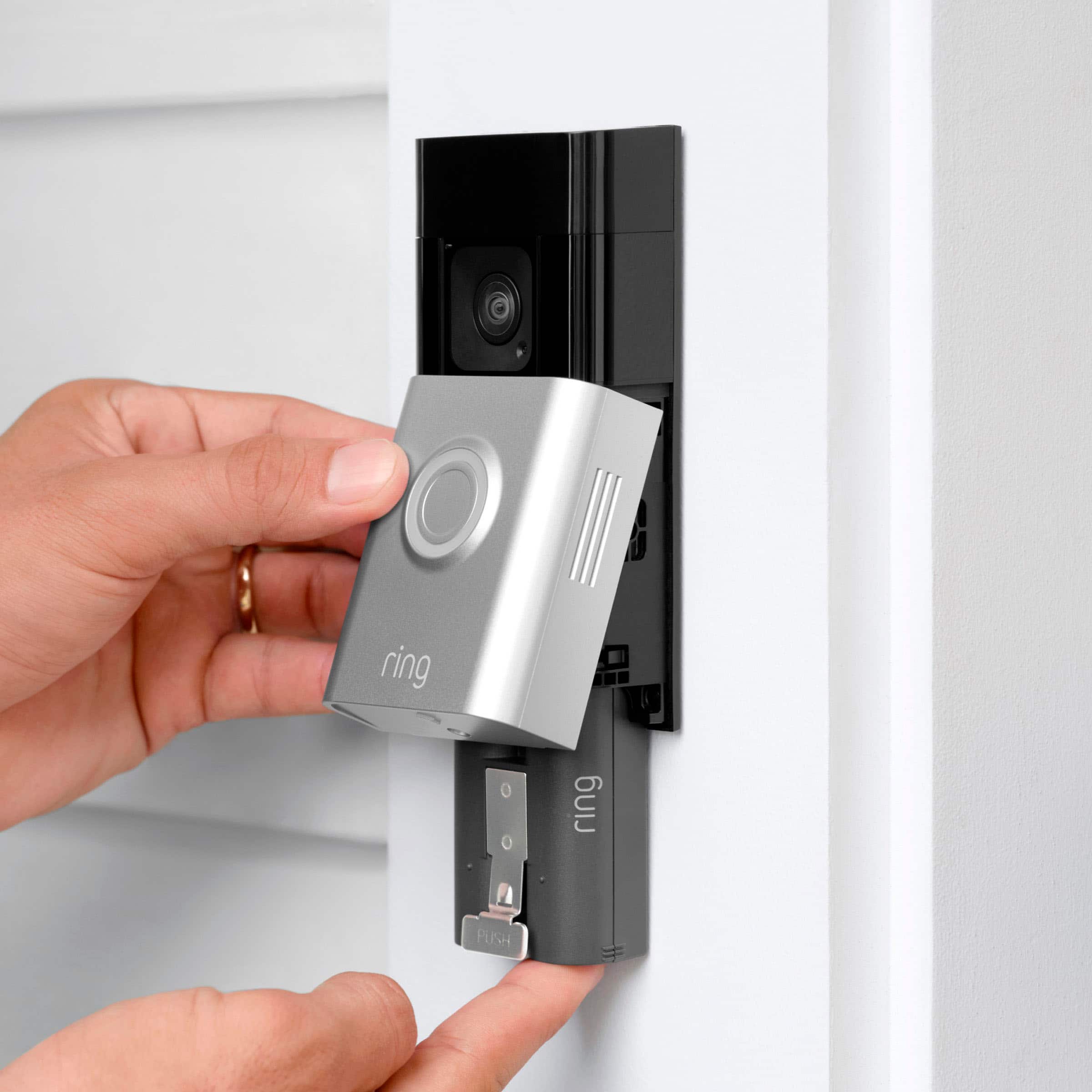 Anel - Campainha com bateria e campainha de vídeo Wi-Fi inteligente - Operada por bateria com vista da cabeça aos pés - Níquel acetinado-B09WZBPX7K