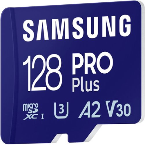 Samsung - Adaptador Pro Plus + Cartão de memória microSDXC de 128 GB, até 180 MB/s, UHS-l, C10, U3, V30, A2.-MB-MD128SA/AM
