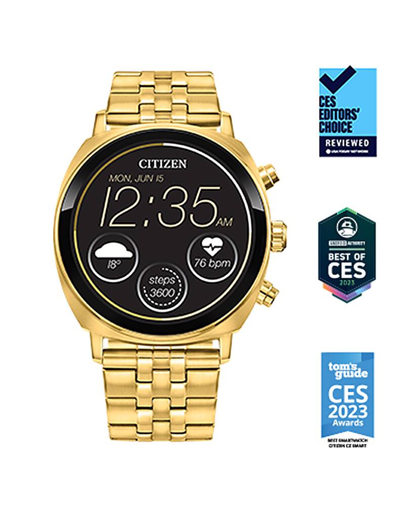 Citizen - CZ Smart 41 mm unissex de aço inoxidável casual smartwatch com pulseira de aço inoxidável IP - Gold-MX1002-57X