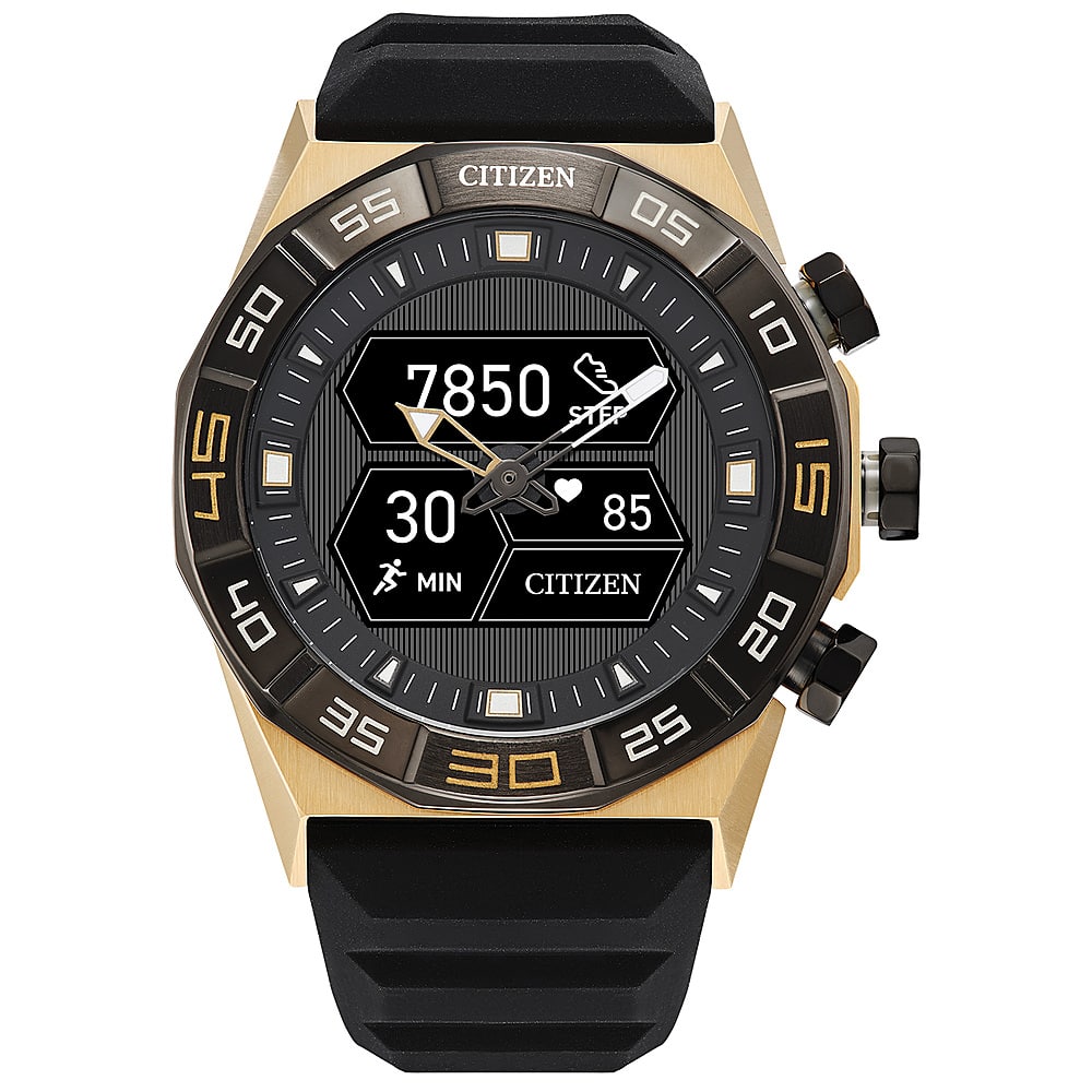 Citizen - CZ Smart 44 mm unissex IP inoxidável híbrido esporte smartwatch com pulseira de silicone - Gold-JX2009-03E