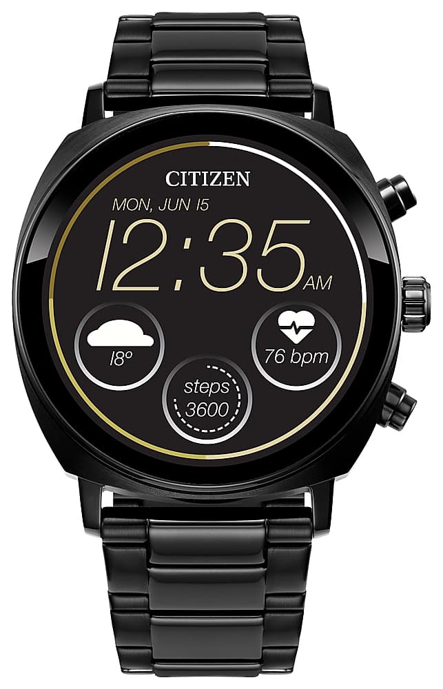 Citizen - Smartwatch casual unissex de aço inoxidável CZ Smart 41mm com pulseira de aço inoxidável IP - Preto-MX1005-83X