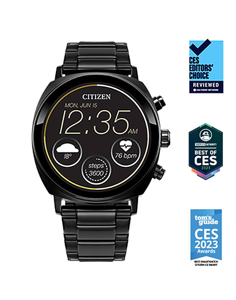 Citizen - Smartwatch casual unissex de aço inoxidável CZ Smart 41mm com pulseira de aço inoxidável IP - Preto-MX1005-83X
