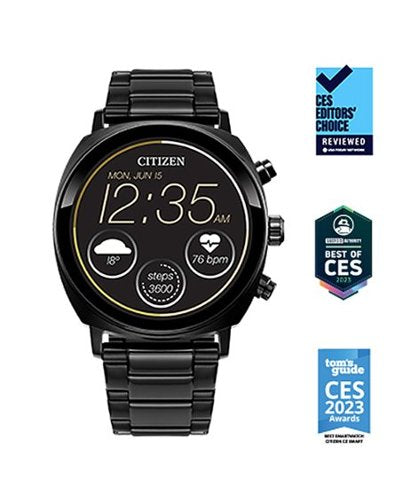 Citizen - Smartwatch casual unissex de aço inoxidável CZ Smart 41mm com pulseira de aço inoxidável IP - Preto-MX1005-83X
