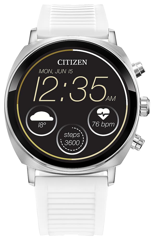 Citizen - CZ Smart 41 mm unissex de aço inoxidável casual smartwatch com pulseira de silicone - prata-MX1000-28X