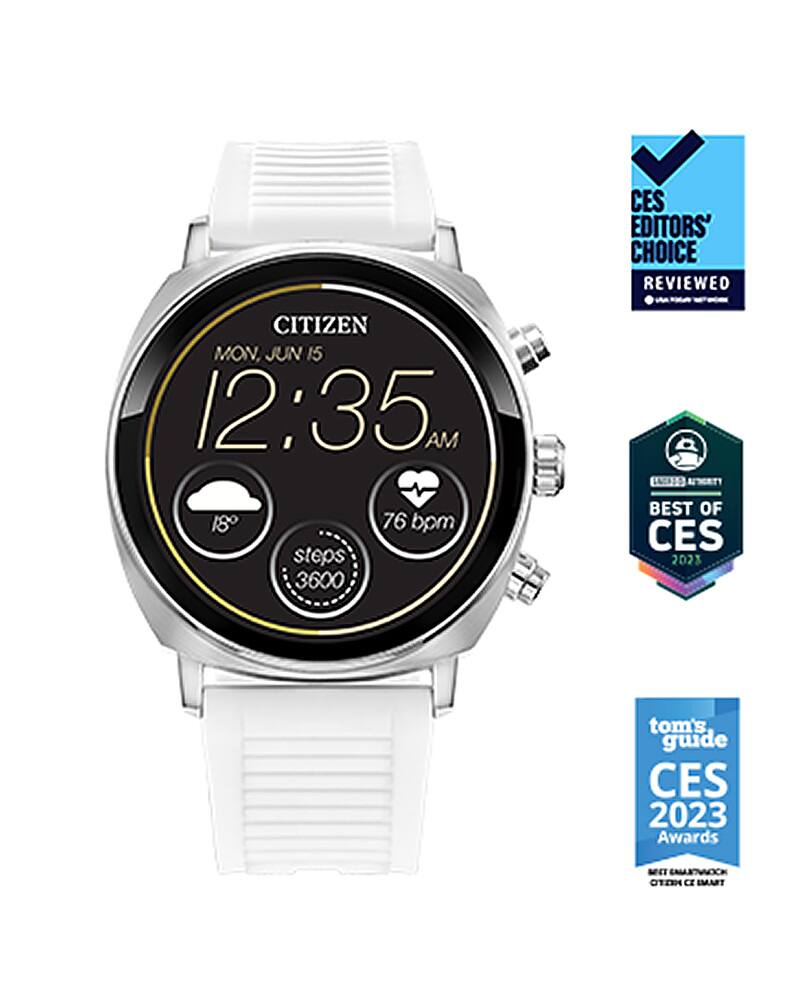 Citizen - CZ Smart 41 mm unissex de aço inoxidável casual smartwatch com pulseira de silicone - prata-MX1000-28X