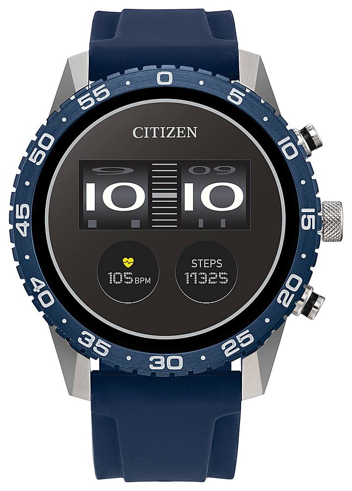 Citizen - Smartwatch esportivo unissex CZ Smart 45m em aço inoxidável com pulseira de silicone - Prata-MX1018-06X
