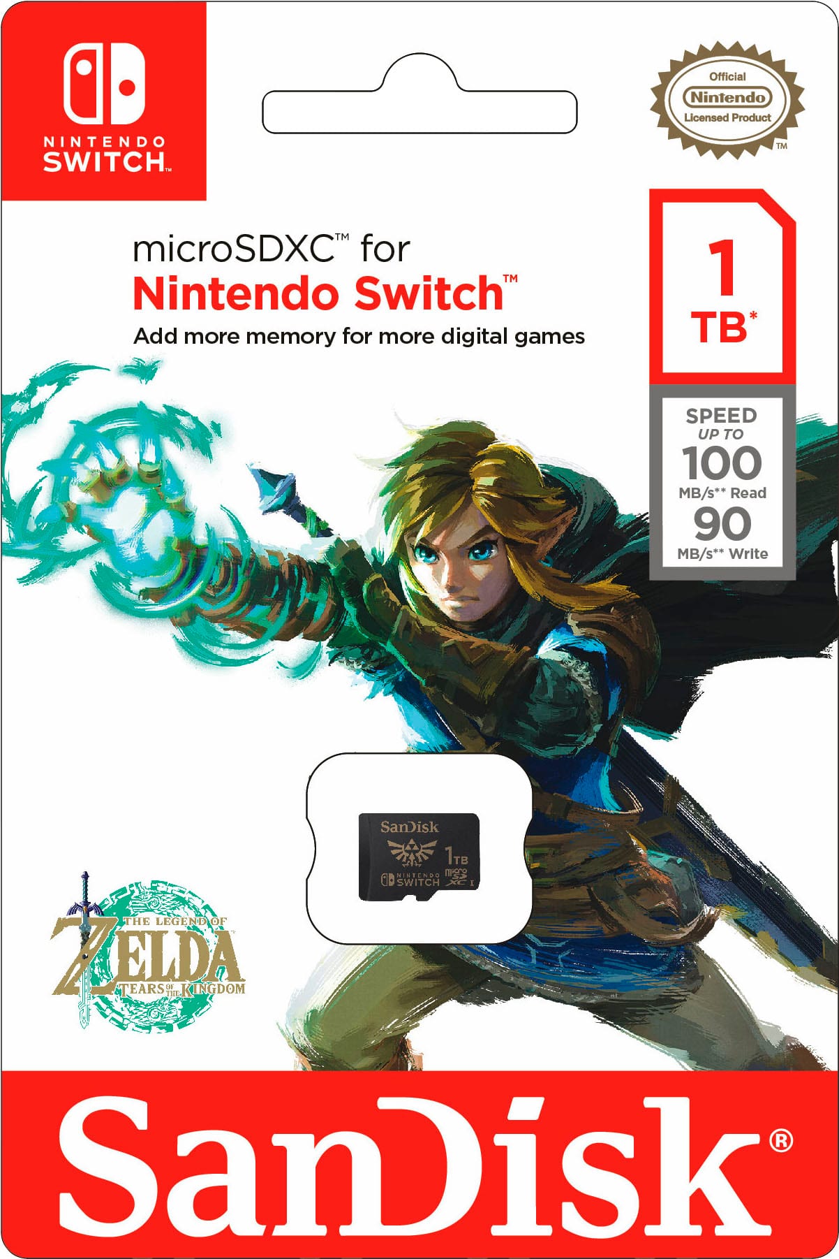 SanDisk - Cartão de memória microSDXC UHS-I de 1 TB para Nintendo Switch-SDSQXAO-1T00-AN6ZN