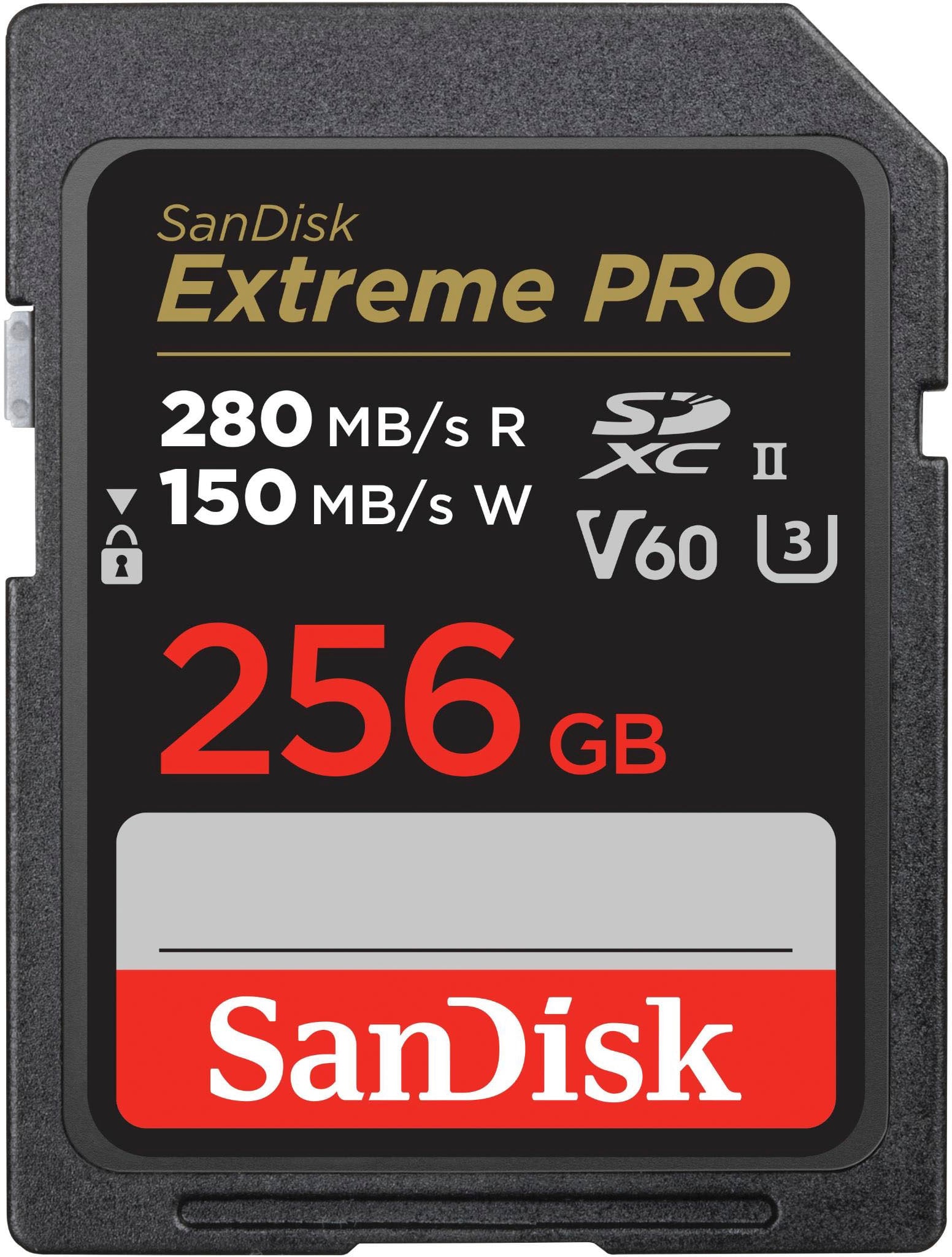 SanDisk - Cartão de memória Extreme Pro 256GB SDXC UHS-II V60-SDSDXEP-256G-ANCIN