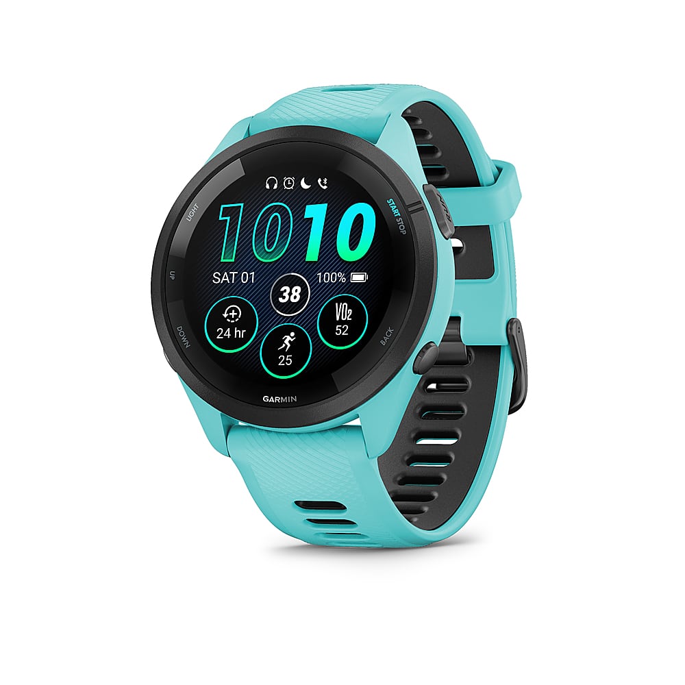 Garmin - Forerunner 265 GPS Smartwatch 46 mm Polímero reforçado com fibra - Preto/Aqua-010-02810-02