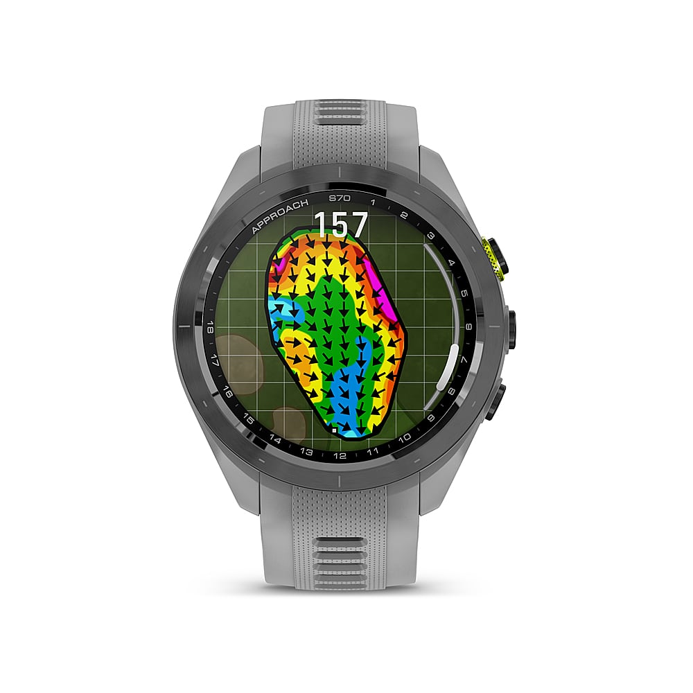 Garmin - Approach S70 GPS Smartwatch 42mm Cerâmica - Moldura de cerâmica preta com pulseira de silicone cinza em pó-010-02746-01