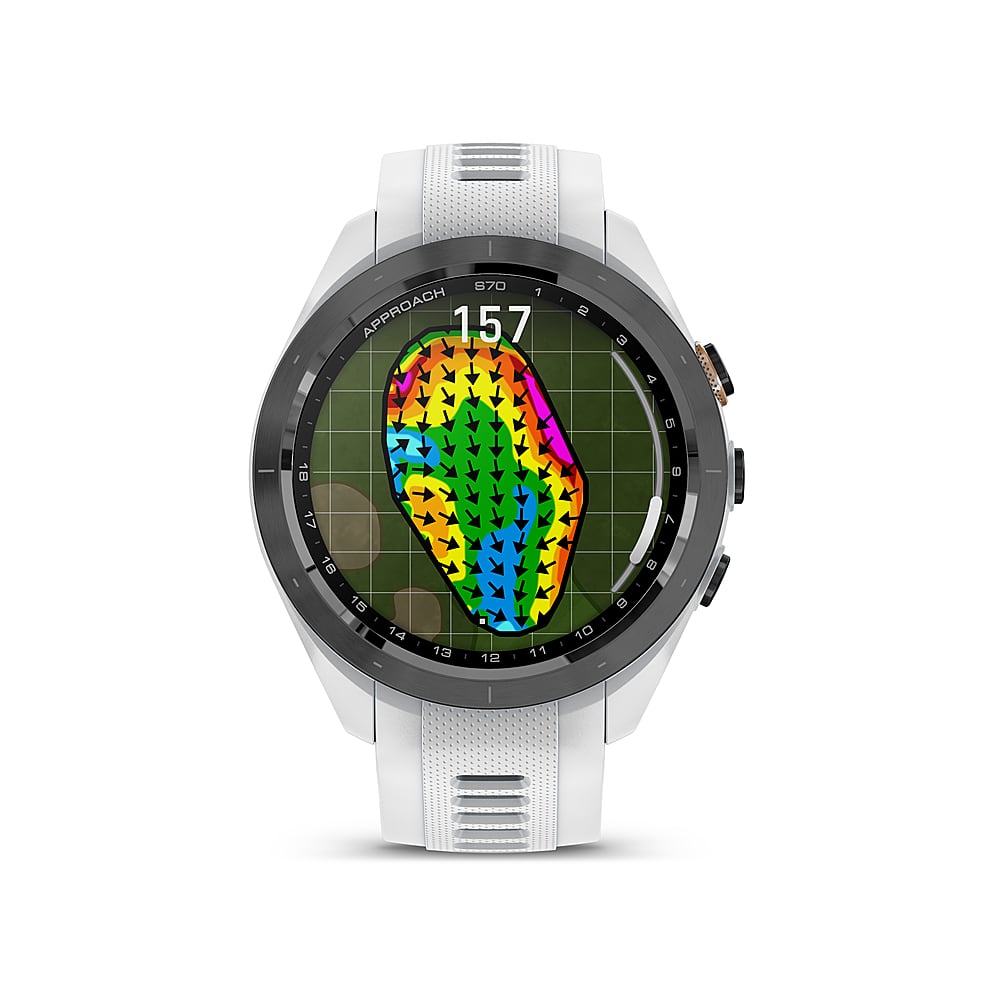 Garmin - Approach S70 GPS Smartwatch 42mm Cerâmica - Moldura de cerâmica preta com pulseira de silicone branca-010-02746-00