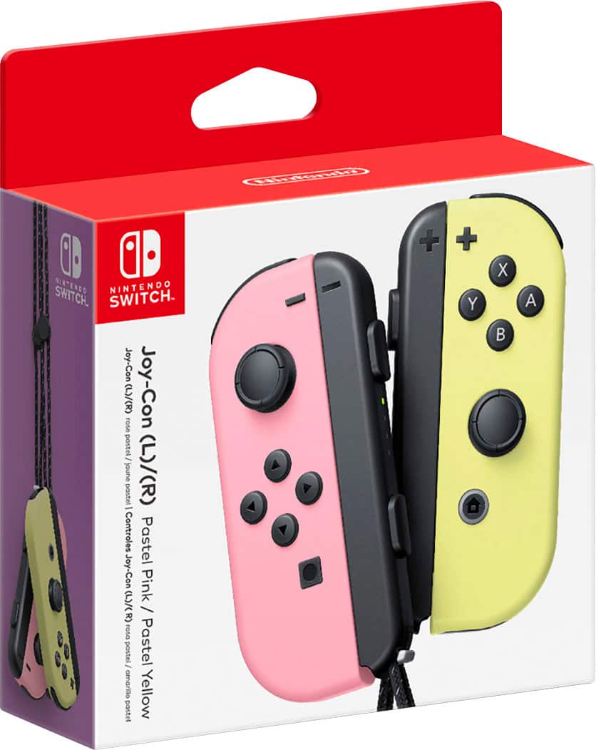 Nintendo - Controle sem fio para video game Joy-Con (L/R) - Rosa Pastel/Amarelo Pastel-HACAJAVAF