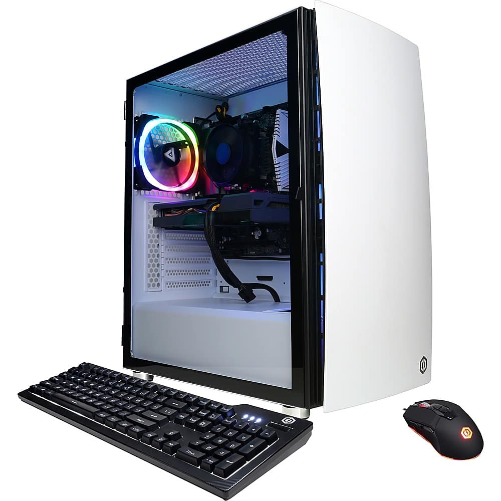 CyberPowerPC - Gamer Master Gaming Desktop - AMD Ryzen 5 7600 - 16GB de memória - NVIDIA GeForce RTX 4060 - SSD de 1TB - Branco-GMA9020CPGV9