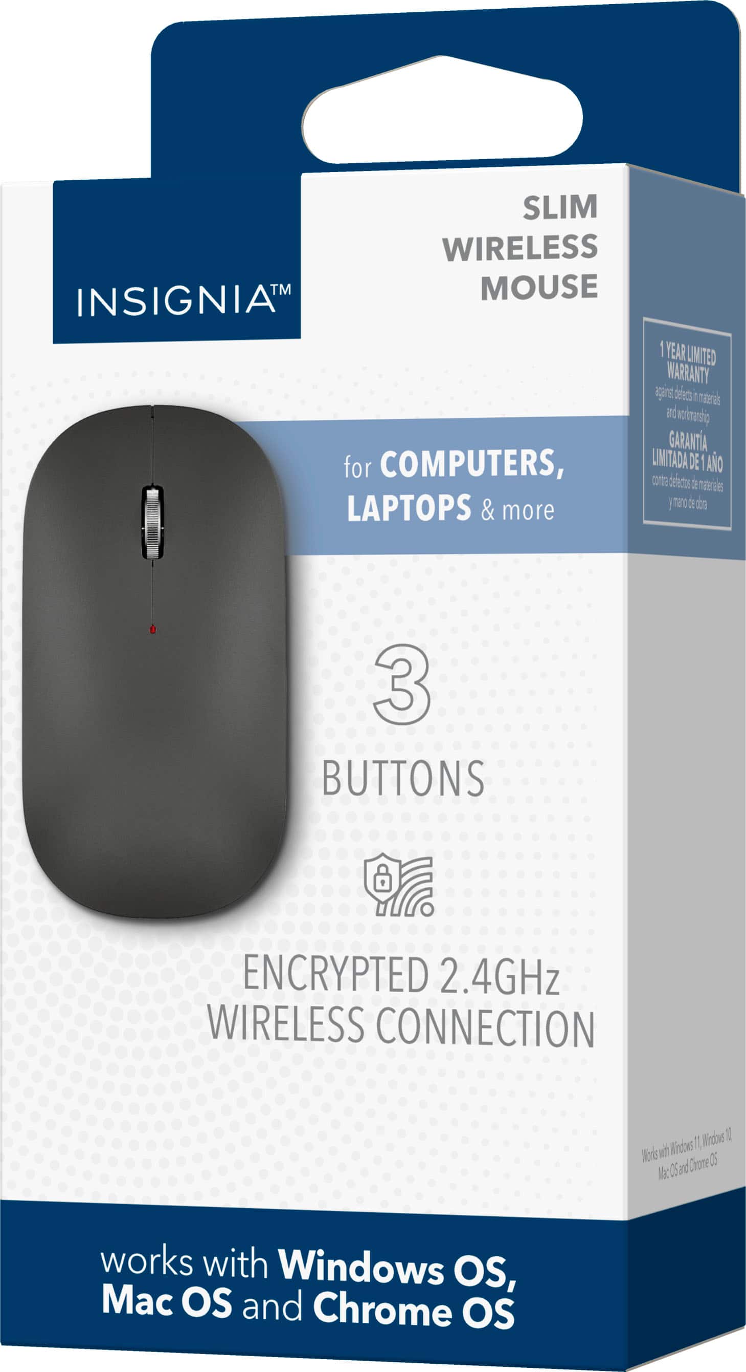 Insignia - Mouse óptico sem fio de 3 botões - Preto-NS-PM2SK3B23