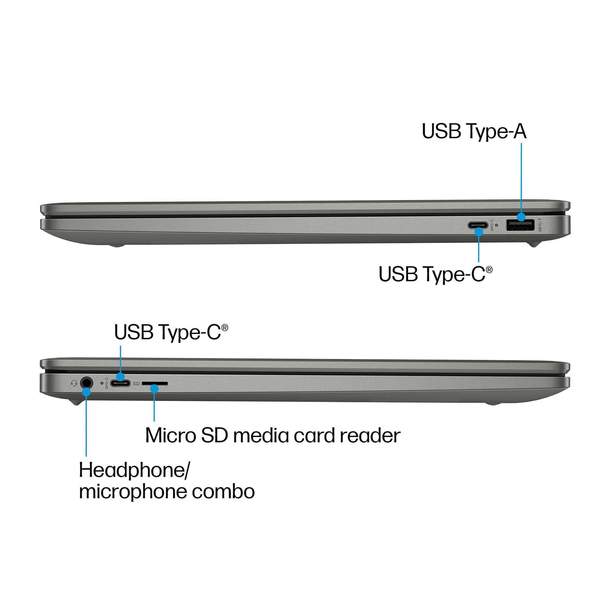 HP - Laptop Chromebook Plus Full HD de 15,6" com Google AI - Intel Core i3 - 8 GB de memória - 128 GB UFS - Prata Mineral-8D616UA#ABA