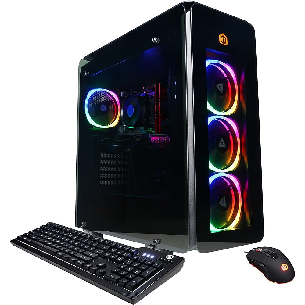 CyberPowerPC - Gamer Master Gaming Desktop - AMD Ryzen 7 7700 - 32 GB de memória - AMD Radeon RX 7700 XT - SSD de 2 TB - Preto-GMA9380CPG