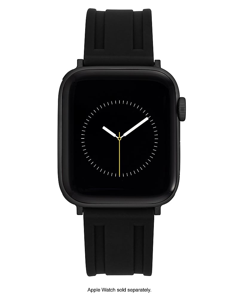 Vince Camuto - Pulseira masculina de silicone com fivela de aço inoxidável preta para Apple Watch 42/44/45/Ultra/Ultra 2 (49mm) - Preto-56402VRP