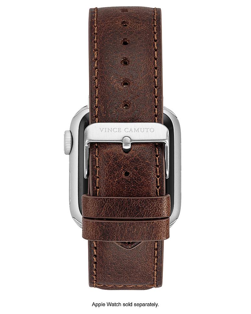 Vince Camuto – Pulseira de couro masculina com detalhes de costura para Apple Watch 42/44/45/Ultra/Ultra 2 (49mm) – Marrom-56399VRP