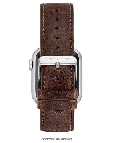 Vince Camuto – Pulseira de couro masculina com detalhes de costura para Apple Watch 42/44/45/Ultra/Ultra 2 (49mm) – Marrom-56399VRP