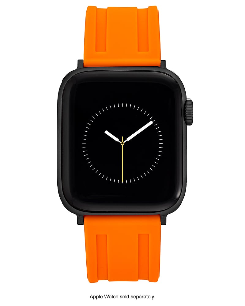 Vince Camuto - Pulseira masculina de silicone com fivela de aço inoxidável preta para Apple Watch 42/44/45/Ultra/Ultra 2 (49mm) - Laranja-56401VRP