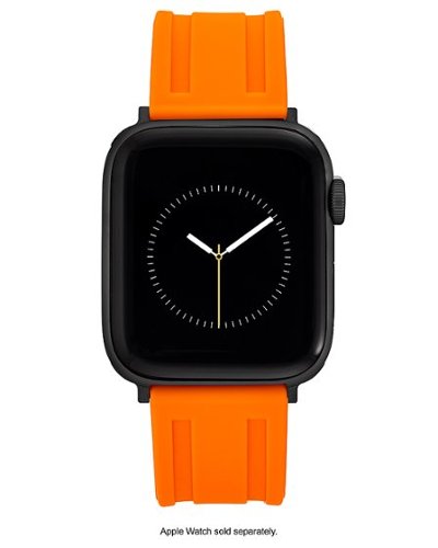 Vince Camuto - Pulseira masculina de silicone com fivela de aço inoxidável preta para Apple Watch 42/44/45/Ultra/Ultra 2 (49mm) - Laranja-56401VRP