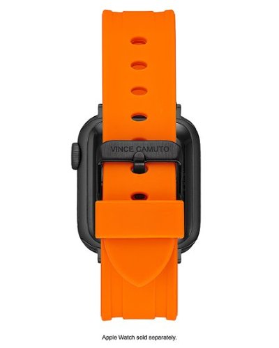 Vince Camuto - Pulseira masculina de silicone com fivela de aço inoxidável preta para Apple Watch 42/44/45/Ultra/Ultra 2 (49mm) - Laranja-56401VRP
