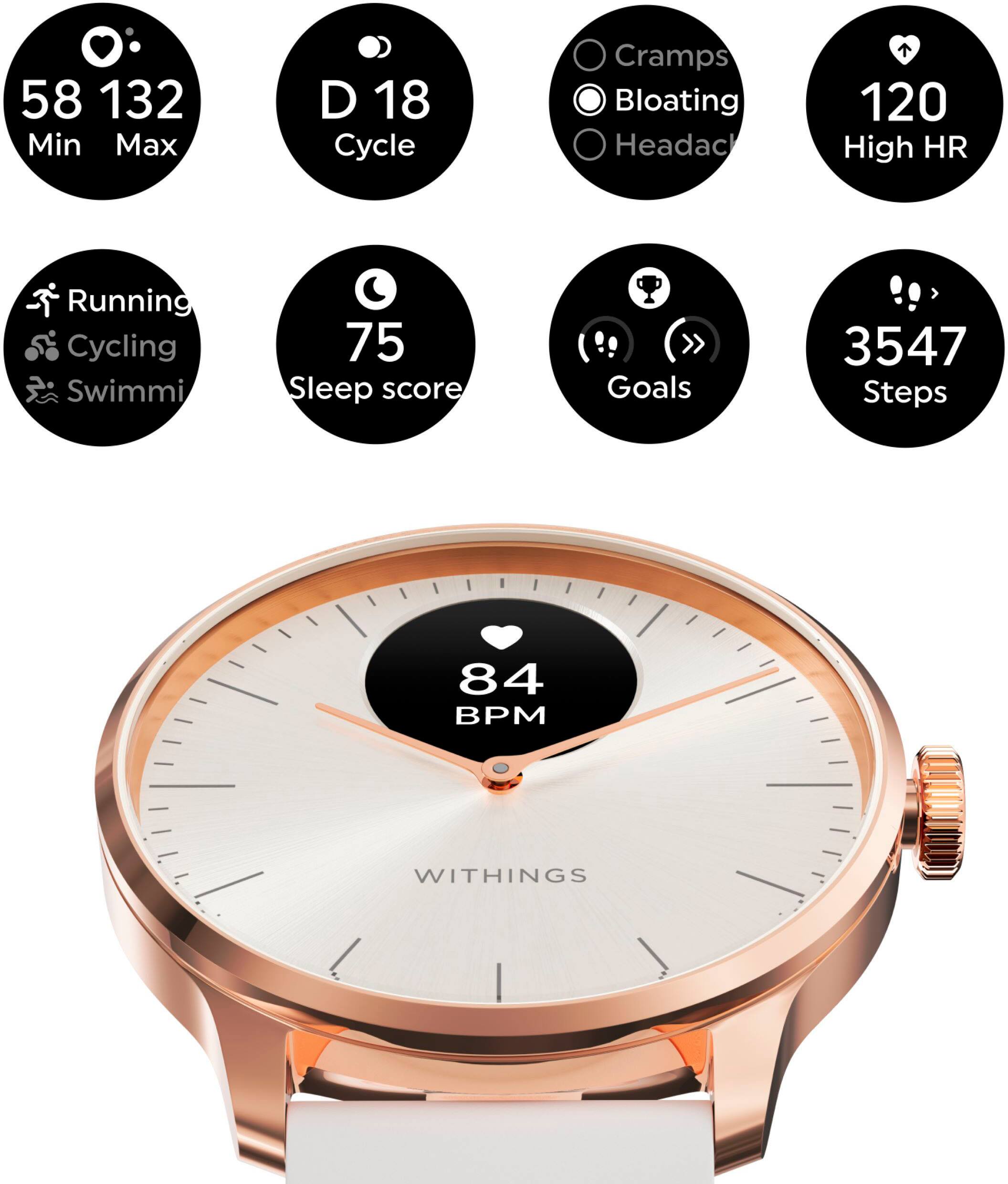 Withings - ScanWatch Light - Smartwatch híbrido de saúde diária - 37mm - Areia/Rose Gold-HWA11-MODEL 1-ALL-INT