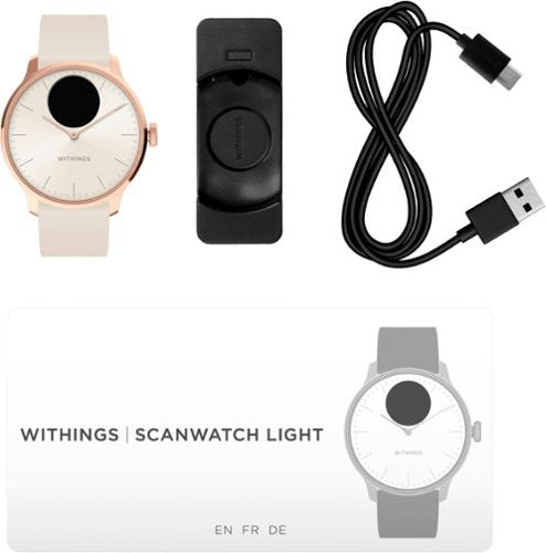 Withings - ScanWatch Light - Smartwatch híbrido de saúde diária - 37mm - Areia/Rose Gold-HWA11-MODEL 1-ALL-INT