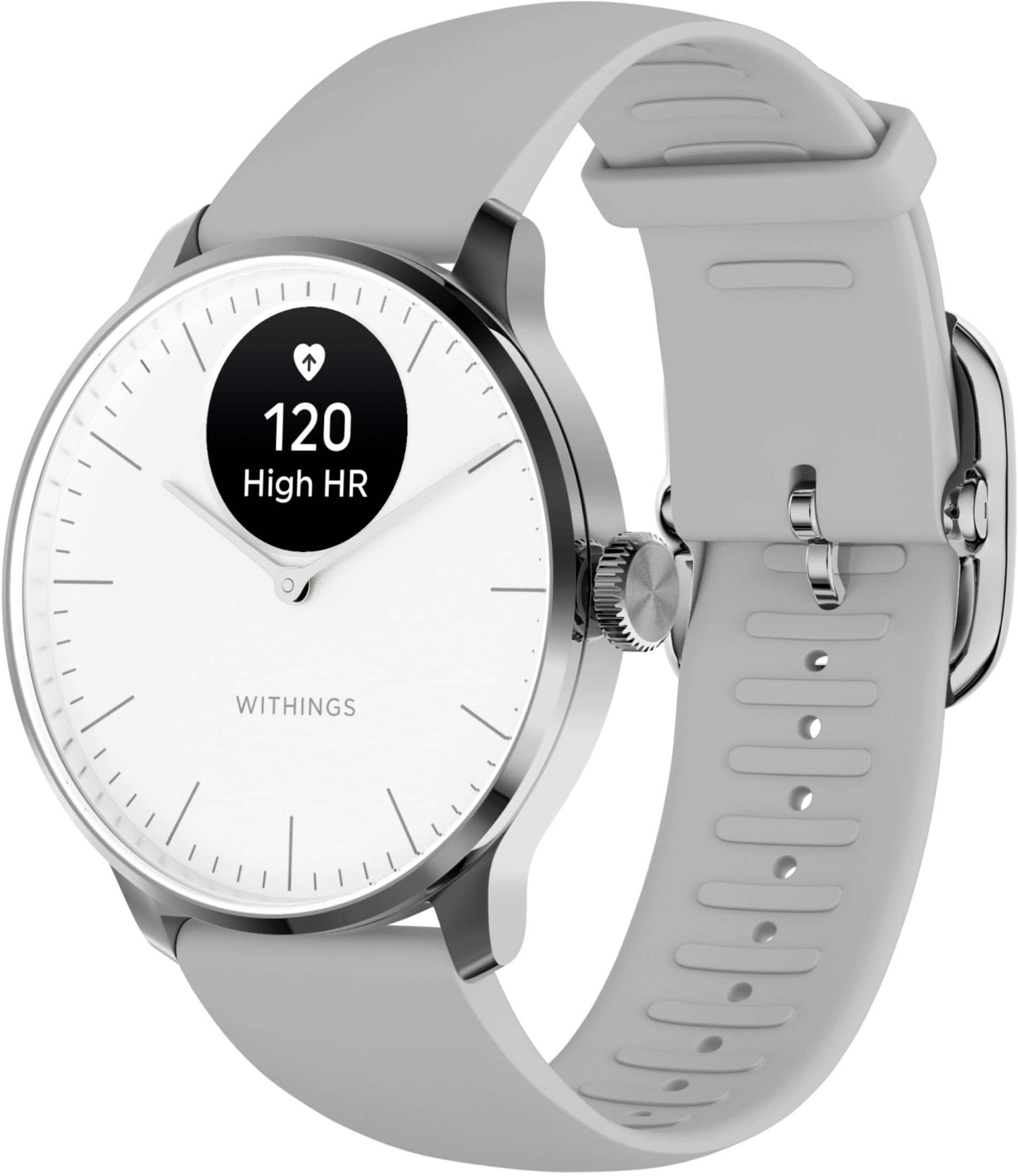 Withings - ScanWatch Light - Smartwatch híbrido de saúde diária - 37mm - Branco/Prata-HWA11-MODEL 3-ALL-INT