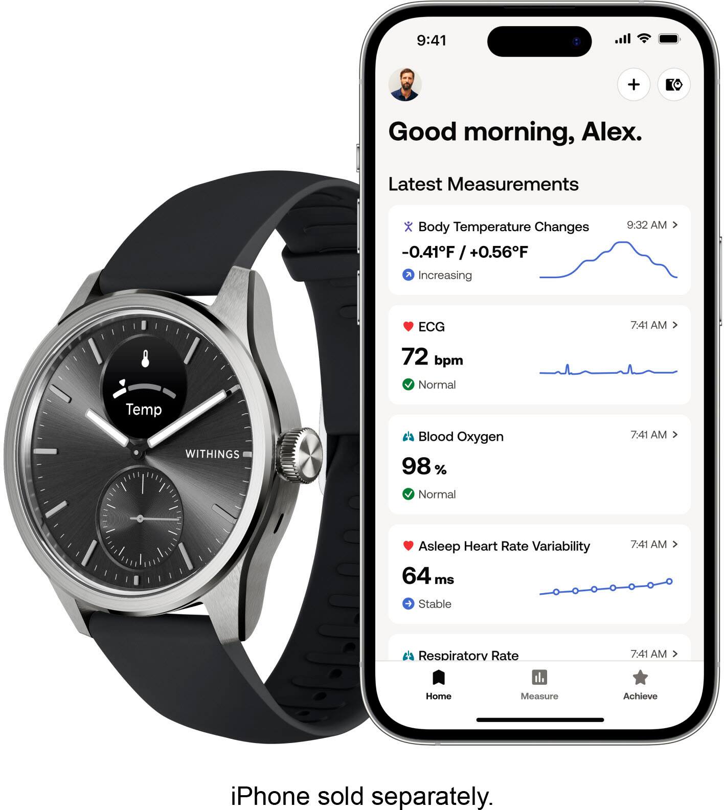 Withings - ScanWatch 2 - Smartwatch híbrido de saúde cardíaca - 42mm - Preto/Prata-HWA10-MODEL 4-ALL-INT