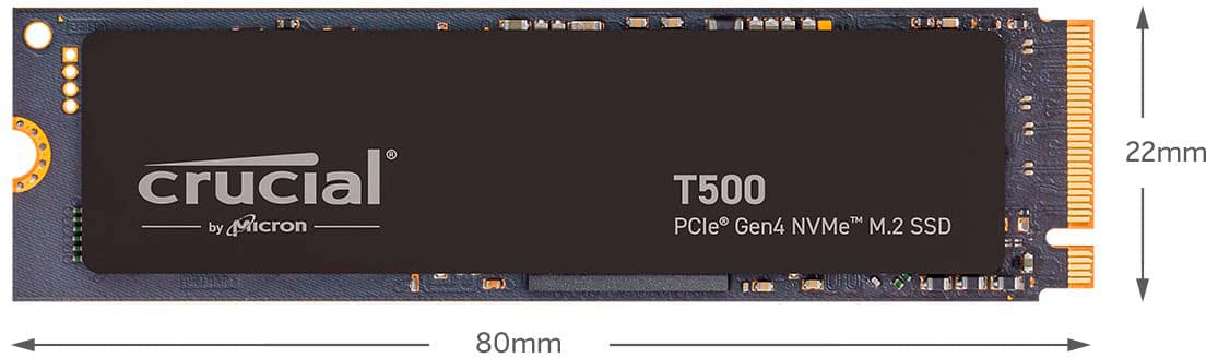 Crucial - SSD interno T500 de 1 TB PCIe Gen 4x4 NVMe M.2-CT1000T500SSD8