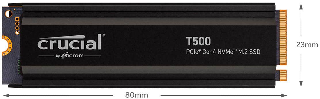 Crucial - SSD interno T500 de 1 TB PCIe Gen 4x4 NVMe M.2 com dissipador de calor para PS5-CT1000T500SSD5