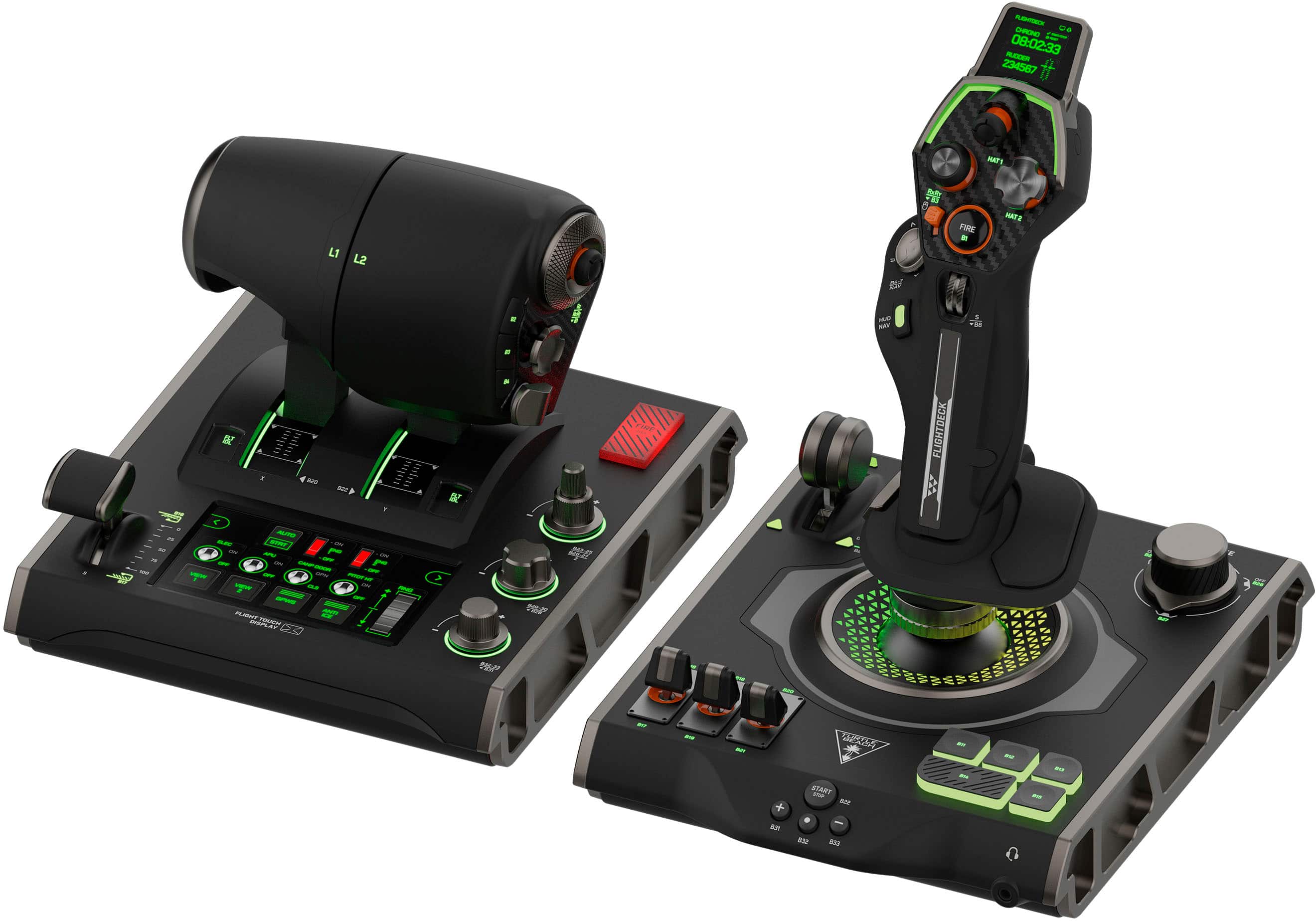 Turtle Beach VelocityOne Flightdeck Universal HOTAS Joystick do sistema de Simulação e acelerador para PCs com Windows 10 e 11 - Black-TBS-0724-05