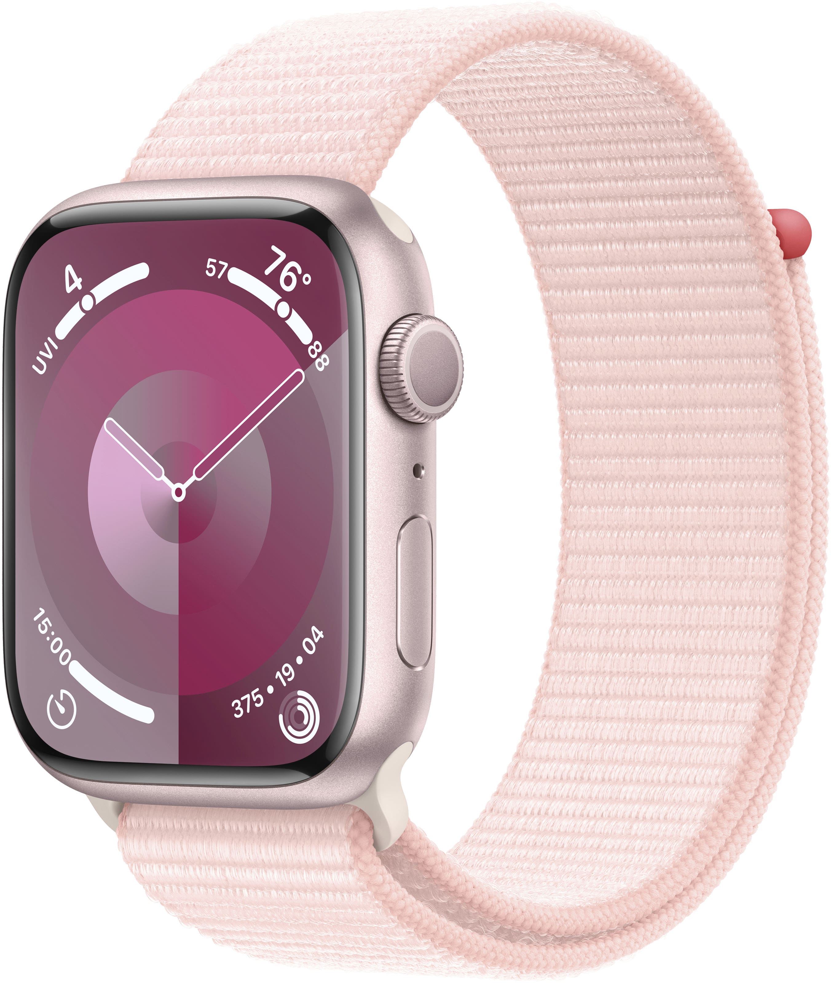 Apple Watch Series 9 GPS 45mm Caixa de alumínio com alça esportiva rosa claro - Rosa-MR9J3LW/A
