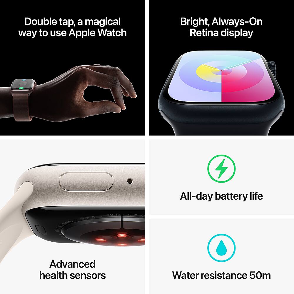 Apple Watch Series 9 GPS 45mm Caixa de alumínio com alça esportiva rosa claro - Rosa-MR9J3LW/A